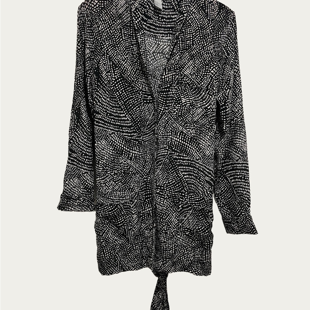 H&M Black and White Silk Blouse